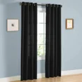 thumbnail image 1 of Gorgeous Home Linen 2PC Black Faux Silk Solid Color Window Semisheer Grommet Panel Curtain 55" Width X 84" Length (each) Panel, 1 of 5