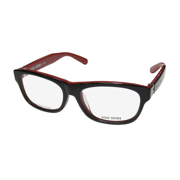 NEW BOBBI BROWN THE BOBBI WOMENS/LADIES RECTANGULAR FULL-RIM BLACK / RED HANDMADE PREMIUM ACETATE WOMENS FRAME DEMO LENSES 54-16-135 EYEGLASSES/SPECTACLES