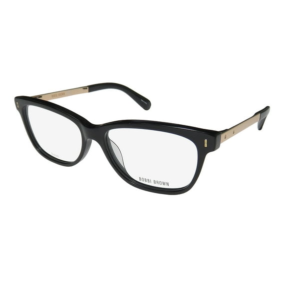 NEW BOBBI BROWN THE OLIVE WOMENS/LADIES DESIGNER FULL-RIM BLACK GOLD PRESTIGIOUS BRAND FAST SHIPPING FRAME DEMO LENSES 50-15-140 SPRING HINGES EYEGLASSES/GLASSES