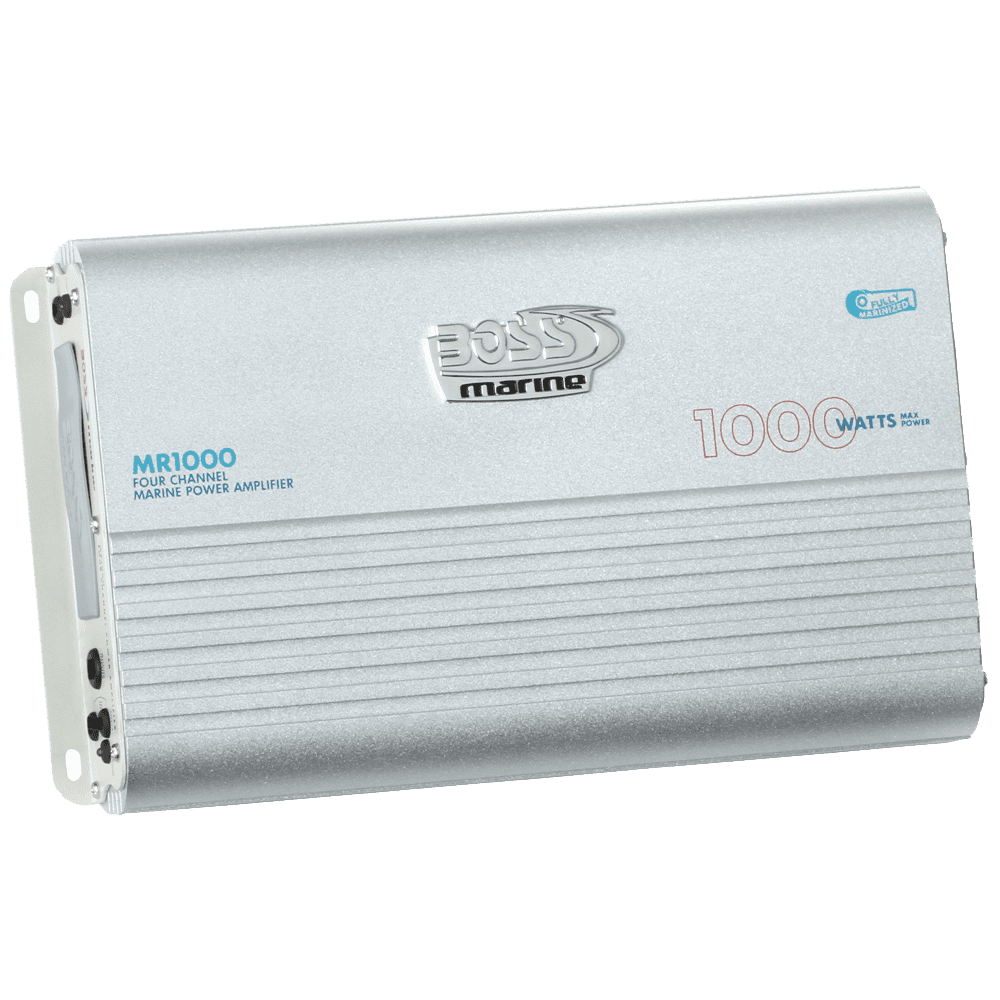BOSS Audio Systems MR1000 Marine Audio Stereo Amplifier - 1000 High Output, 4 Channel, Class A/B, 4 Ohm Stable, High/Low Level Inputs, Mosfet, Bridgeable, Weather Resistant, Full Range, Subwoofer