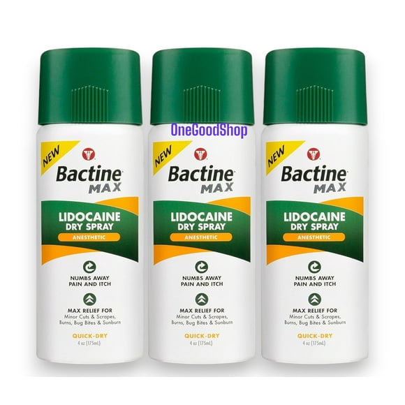NEW Bactine Max Dry Spray Anesthetic with Lidocaine, 4 oz 3Pack