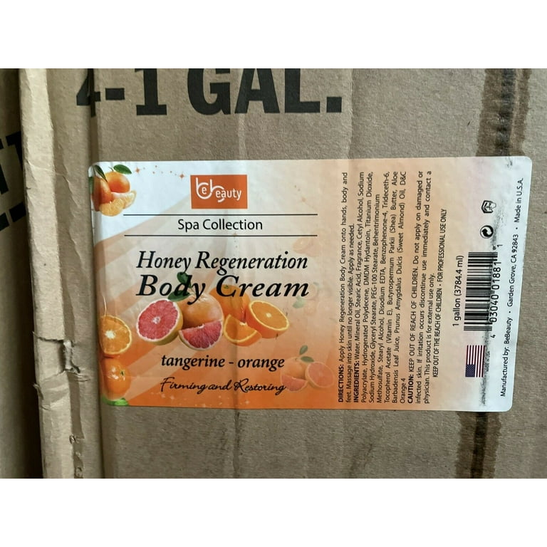 Be Beauty Spa Collection, Honey Regeneration Body Cream, Tangerine & Orange, 1 Gallon, CLOT018G1