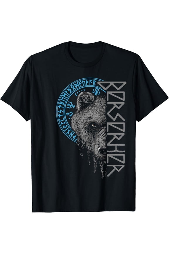 NEW Berserker Bear Warrior Odin Runes Nordic Compass Viking T-Shirt