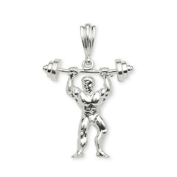 NEW! Better Jewelry .925 Sterling Silver Bodybuilder Muscular Male Barbell Sports Vintage Charm Pendant