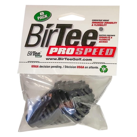NEW BirTee Pro Speed Golf Tees Plastic 8 Pack, 8 Sizes - Black