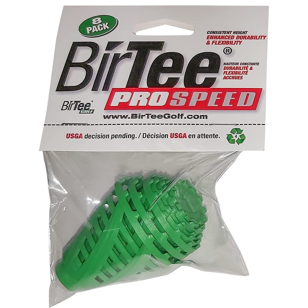 NEW BirTee Pro Speed Golf Tees Plastic 8 Pack, 8 Sizes - Green