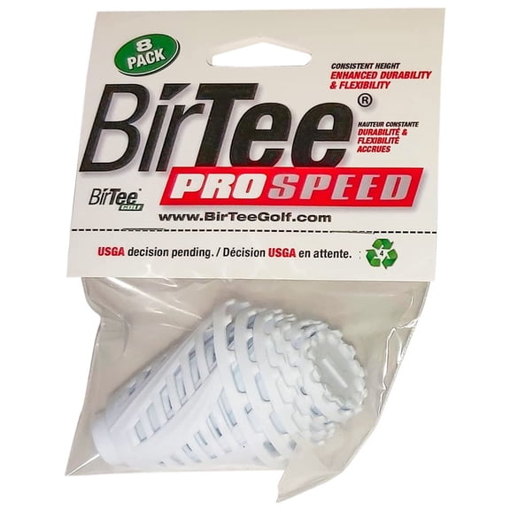 NEW BirTee Pro Speed Golf Tees Plastic 8 Pack, 8 Sizes - White