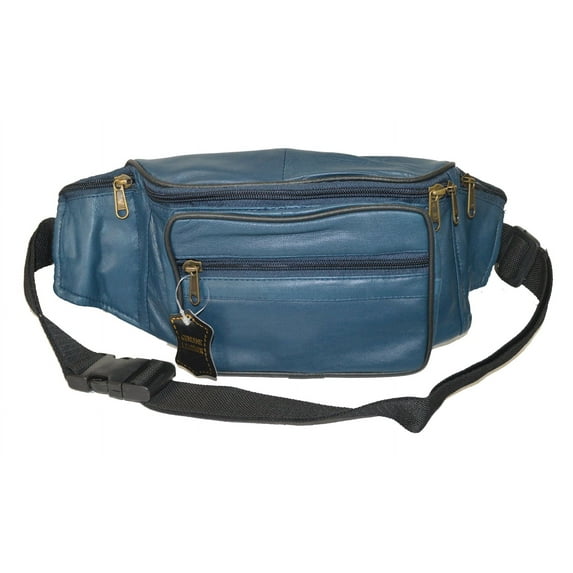 NEW Black Leather Fanny Pack- Mens Waist Belt Bag -Womens Purse Hip Pouch Travel