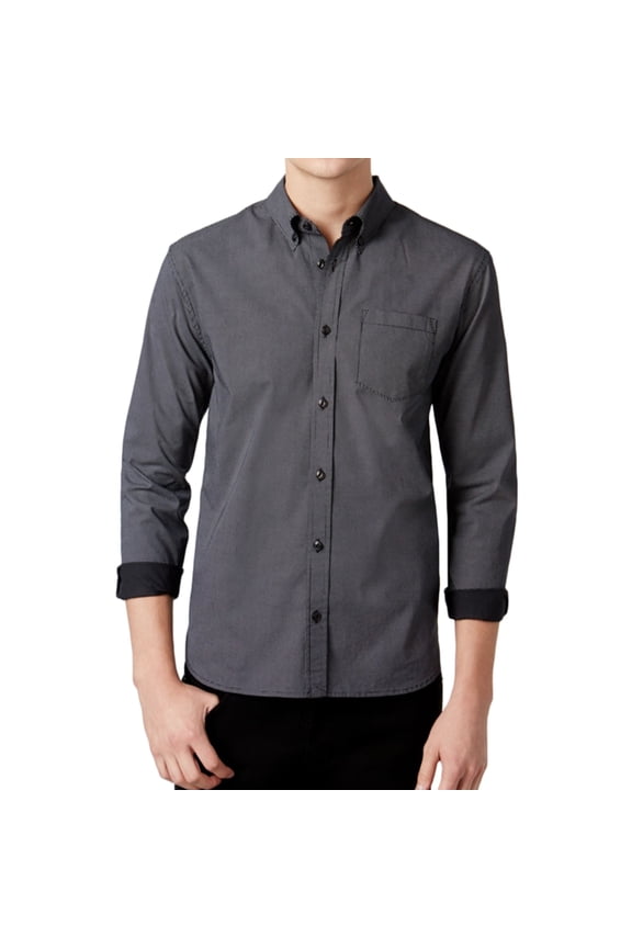 NEW Black Mens Size Medium M Pindot Print Button Down Shirt