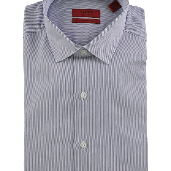 NEW Blue Mens Size 15 Striped Fitted Performance Dress Shirt