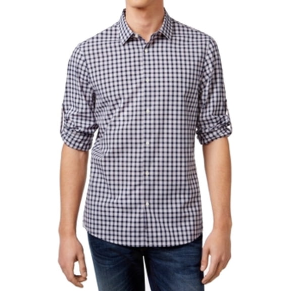 NEW Blue Mens Size XL Long-Sleeve Button Down Plaid Shirt