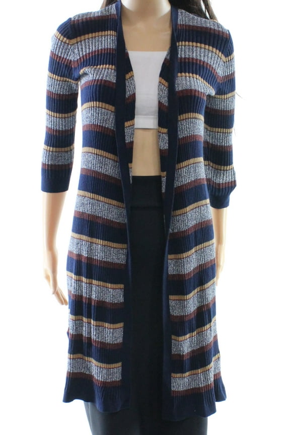 NEW Blue Women's Size PP Petite Striped Cardigan Sweater