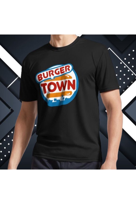 NEW! Burger Town Logo Funny USA Size Unisex Hoodie & T-Shirt