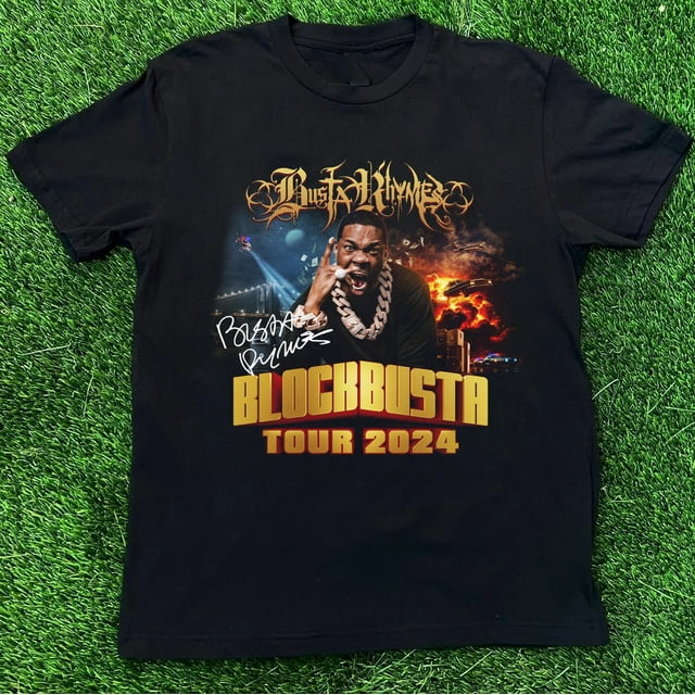 NEW Busta Rhymes Signed BLOCKBUSTA TOUR 2024 Black All Size Shirt