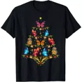 thumbnail image 1 of NEW Butterfly Bird Lover Xmas Gift Butterfly Christmas Tree Gift T-Shirt S-3XL, 1 of 2