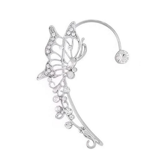 NEW Butterfly Ear Cuff Silver Zircon Clip Non Piercing Jewellery Earring- C79C U0A1