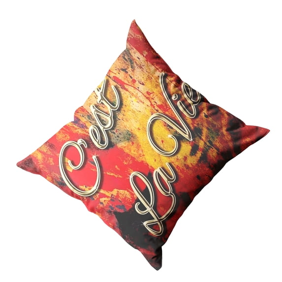 NEW!! C'est La Vie 2 Throw Pillow. No Zipper. Prefilled. Made in the USA.