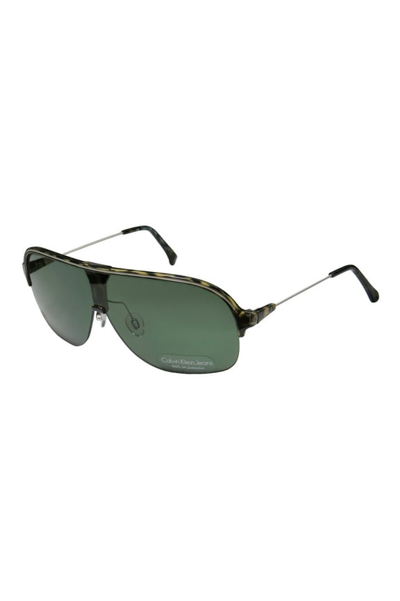NEW CALVIN KLEIN JEANS 403S MENS SHIELD HALF-RIM 100% UVA & UVB TORTOISE / WHITE SLEEK UNIQUE DESIGN ADULTS SHADES SUNNIES FRAME GREEN LENSES 62-14-140 SUNGLASSES/SHADES