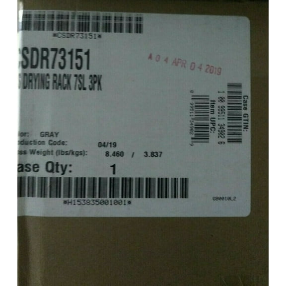 NEW CASE OF 3 Cambro Drying Shelf Rack 7 Slots Gray ABS Camshelving CSDR73151