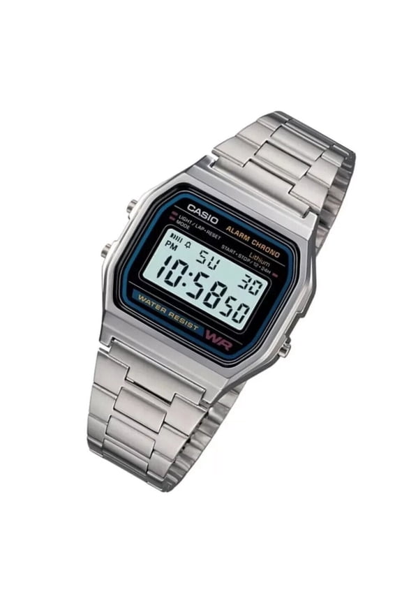 NEW CASIO Retro Classic Unisex Digital Steel Bracelet Watch A158WA-1YES Silver