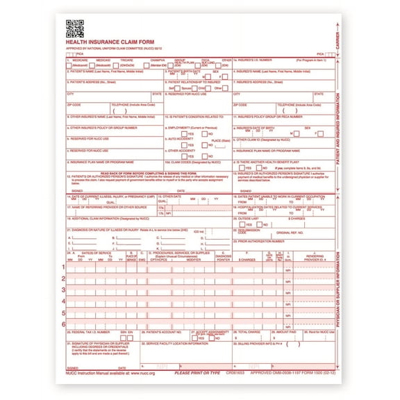NEW CMS 1500 Claim Forms - 8,500 Sheets (02/12 Version) for Laser or Inkjet Printers By Jaxplaza