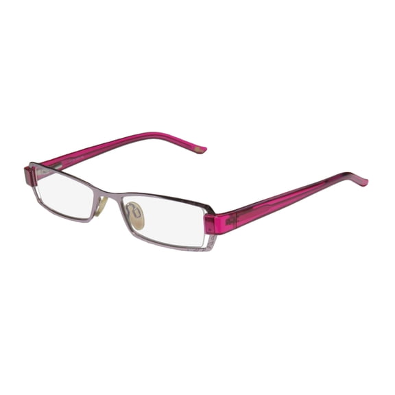 NEW CONTINENTAL LIGHT STYLE CLASSIC EYEWEAR X-EYES 100 WOMENS/LADIES DESIGNER FULL-RIM LIGHT LAVENDER / FUCHSIA FRAME DEMO LENSES 47-18-130 FLEXIBLE HINGES EYEGLASSES/GLASSES