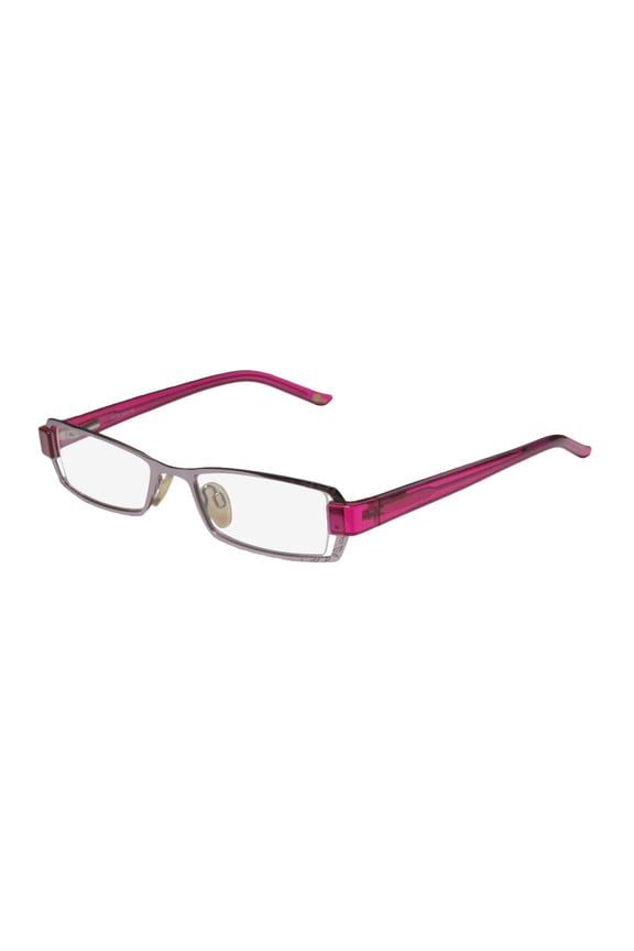 NEW CONTINENTAL LIGHT STYLE CLASSIC EYEWEAR X-EYES 100 WOMENS/LADIES DESIGNER FULL-RIM LIGHT LAVENDER / FUCHSIA FRAME DEMO LENSES 47-18-130 FLEXIBLE HINGES EYEGLASSES/GLASSES