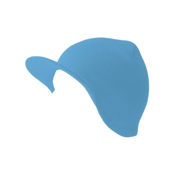NEW CUFFLESS LIGHT BABY BLUE Beanie Visor Skull Cap HAT USA