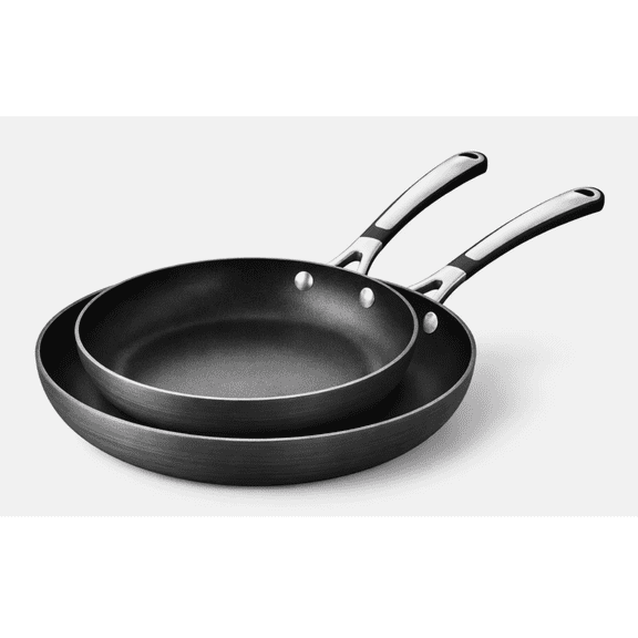 NEW Calphalon Simply Nonstick 8 & 10 inch Black Aluminum Frying Pan Rubber Grip