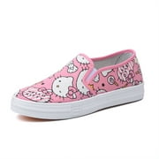 NEW Cartoon Kitty Slip-ons Loafers Shoes For Women Ladies Girls Fashion Casual Sneakers Comfortable Flats Walking Shoes Pink