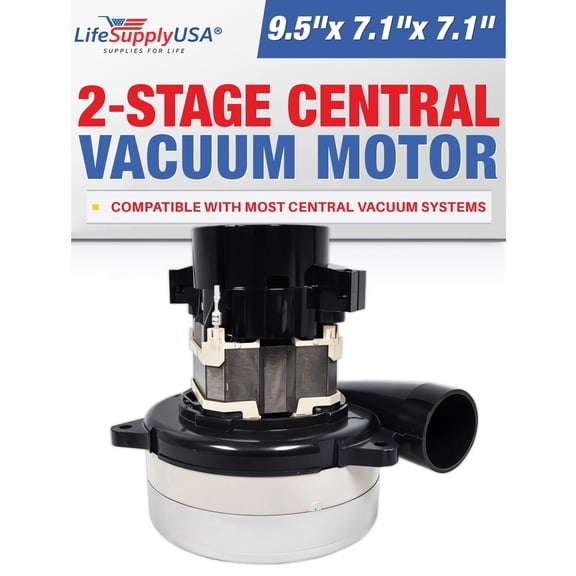 Central Vacuum Boat Lift 2 Stage Motor 120V 1200 Watt High Suction Tangential Bypass Discharge Blower Horn 5.7" inch with Wires by LifeSupplyUSA