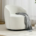 thumbnail image 1 of NEW Chenille Fabric Swivel Accent Armchair Barrel Chair With Black Powder Coating Metal Ring,Ivory, 1 of 8