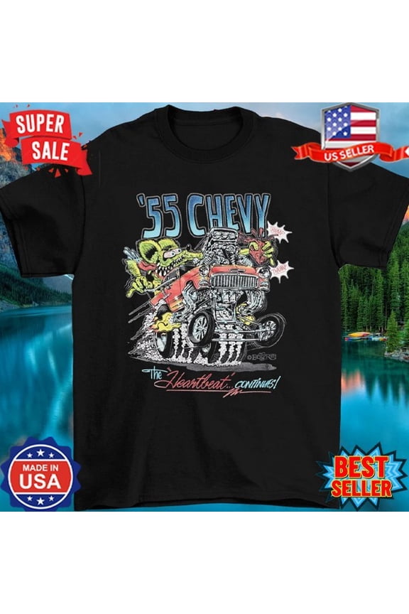 NEW Chevy Ed Big Daddy Roth Rat Fink Black T Shirt Size S-5XL
