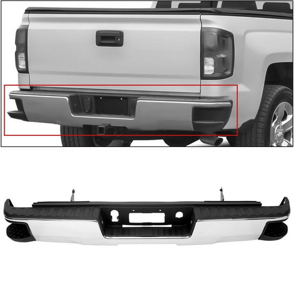 NEW Chrome Rear Bumper Assembly For 2014-2018 Chevy Silverado GMC Sierra 1500