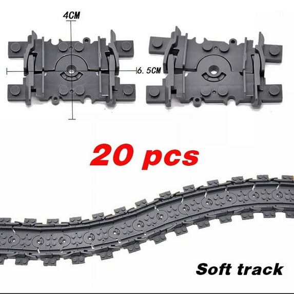 NEW City Trains Flexible Tracks Soft Straight Curved Rails Switch Building Block Creative Models Railways Toys for Kids Gifts (Soft track-20pcs)