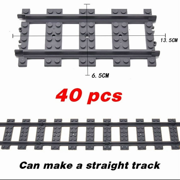 NEW City Trains Flexible Tracks Soft Straight Curved Rails Switch Building Block Creative Models Railways Toys for Kids Gifts (straight-40pcs)