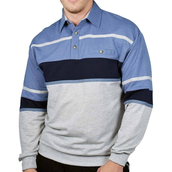 NEW Classics by Palmland L/S Horizontal Stripes Big and Tall Banded Bottom Shirt