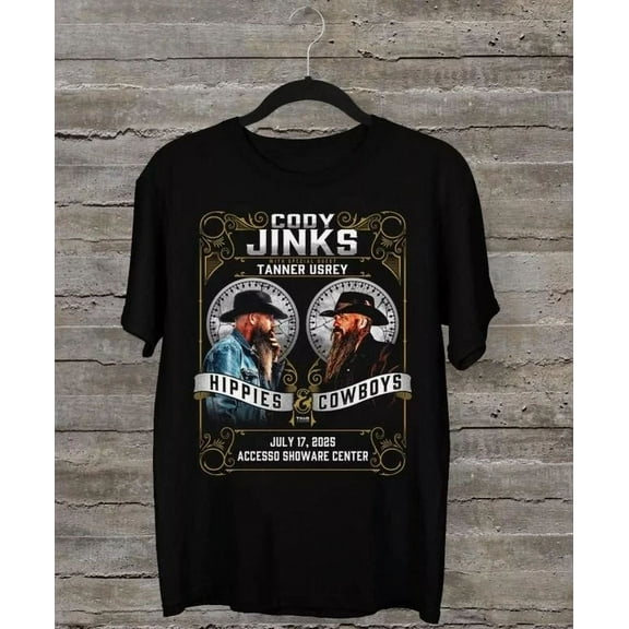NEW Cody Jinks Hippies Cowboys Tour 2025 Black All size Shirt