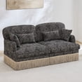 thumbnail image 1 of NEW Comfy Chenille Leopard Printing Loveseat Sofa,Delicate Tassel Edge,Modern Fashion Modular Sectional Couch,, Easy Assembly,Deep Seat Couch for Living Room,Khaki black, 1 of 8