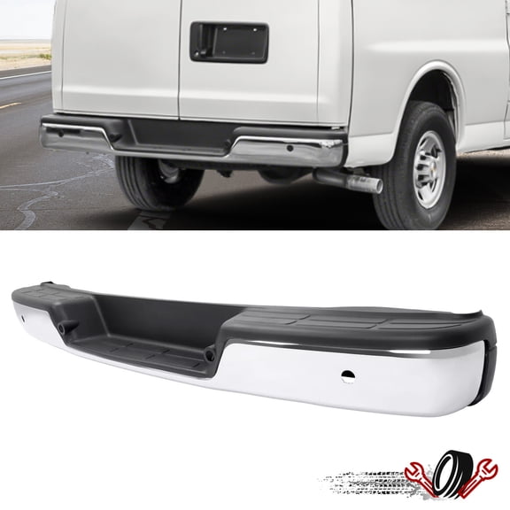 NEW Complete Chrome Rear Step Bumper For Chevy Express GMC Savana Van 1996-2024