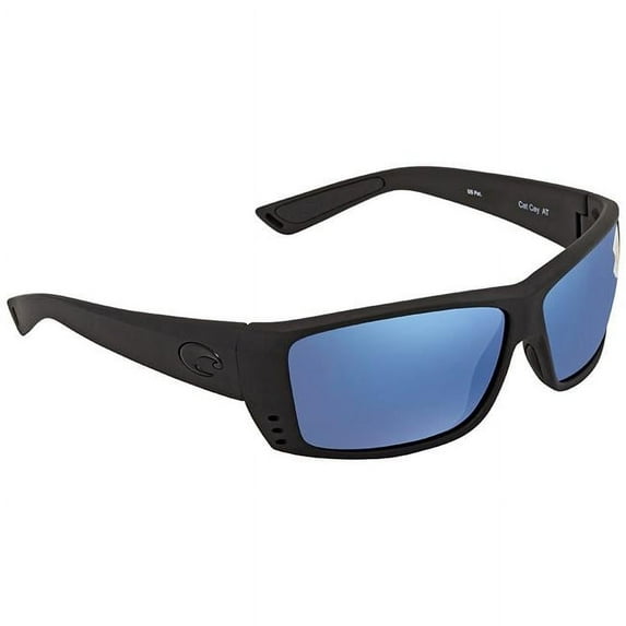 Costa Del Mar Unisex Adult Rectangular Sunglasses Fantail TF 01 Obmp Blackout Blue Mirror 59mm