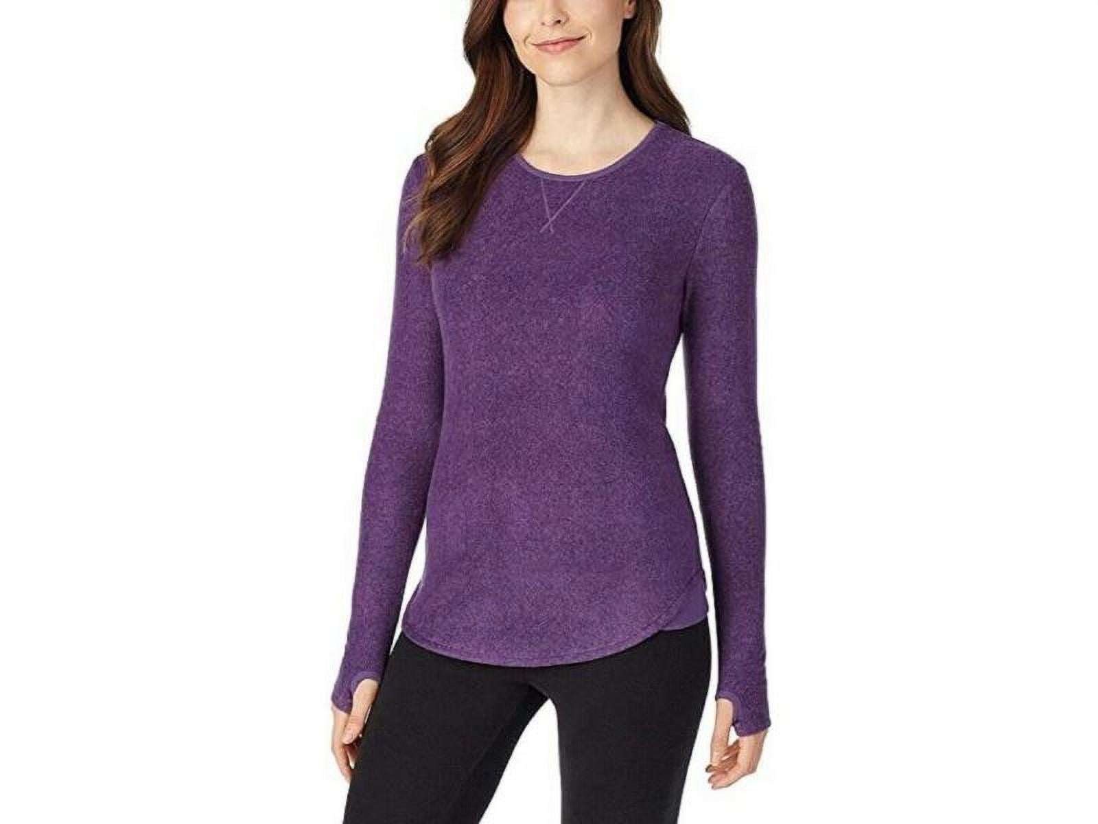 Cuddl Duds Women's Fleecewear with Stretch Crew Neck Top, Black