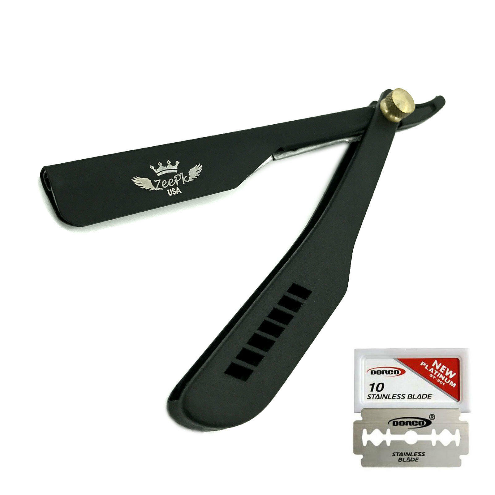 NEW Cut Throat Straight Barber Shaving Razor Rasoir + 10 Dorco Blades