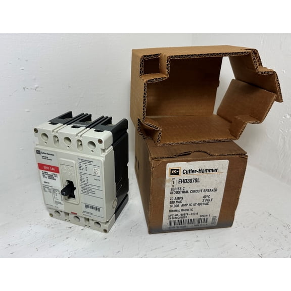 NEW Cutler-Hammer EHD3070L 70A Circuit Breaker Glossy Red 480 VAC 3P 70 Amp NIB