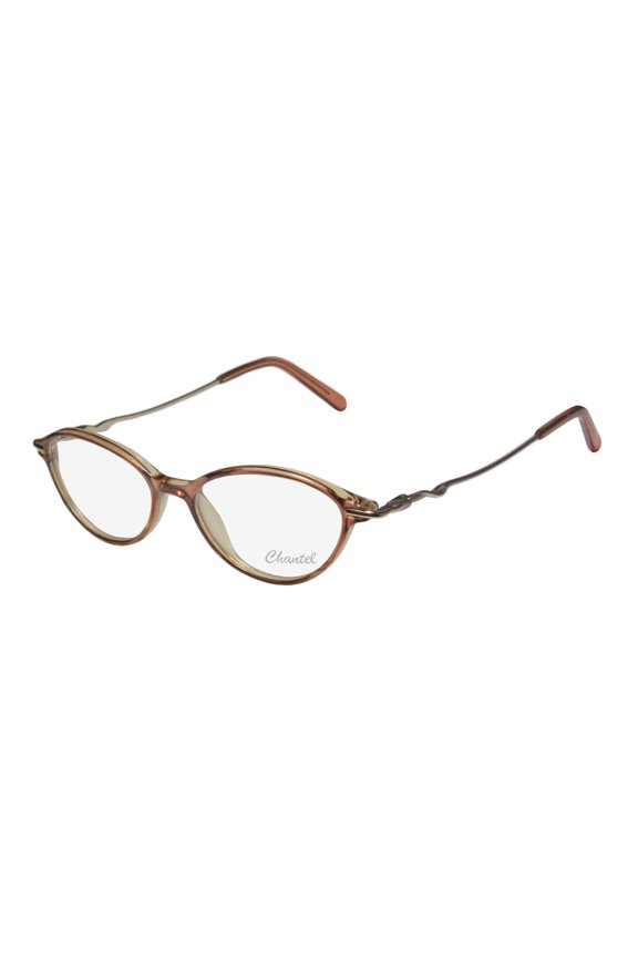 NEW D&A CHANTEL COCO WOMENS/LADIES DESIGNER FULL-RIM TRANSPARENT BROWN / GOLD / ROSE POPULAR STYLE CAT EYES SLEEK FRAME DEMO LENSES 49-16-135 FLEXIBLE HINGES EYEGLASSES/EYEWEAR