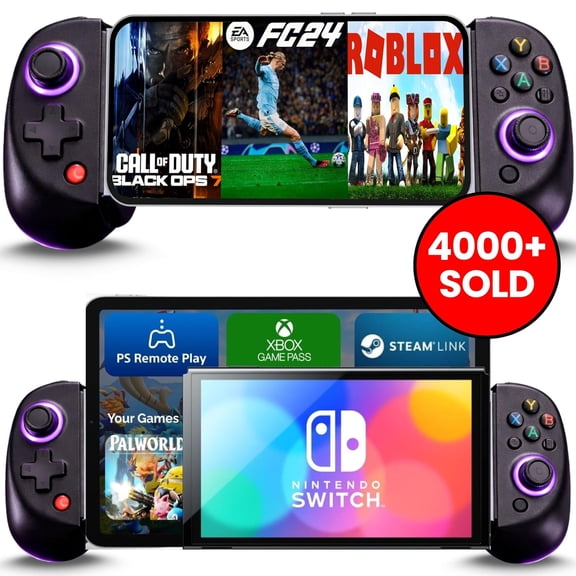 NEW D8 Mobile Gaming Controller for iPhone/Android/iPad/Tablet, Play Xbox Cloud, Remote Play, Steam/PC, Switch! RGB Hall Joystick/Trigger Wireless Bluetooth Phone Game Controller