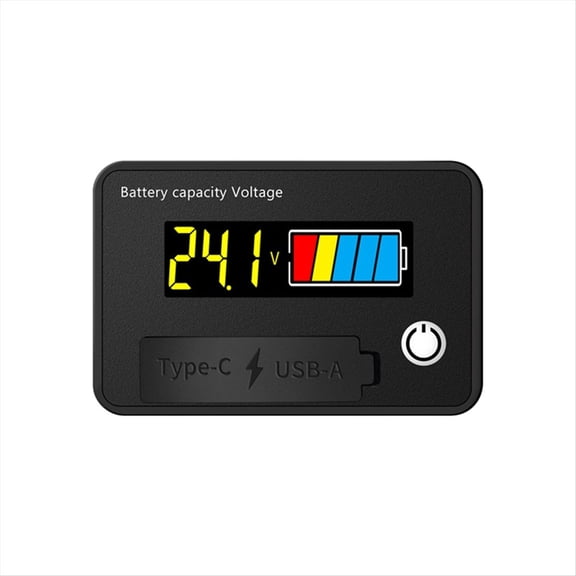 DC 8-30V LCD Digital Battery Voltmeter Capacity Indicator Lithium Acid Voltage Tester Meter Tool TypeC Output,A