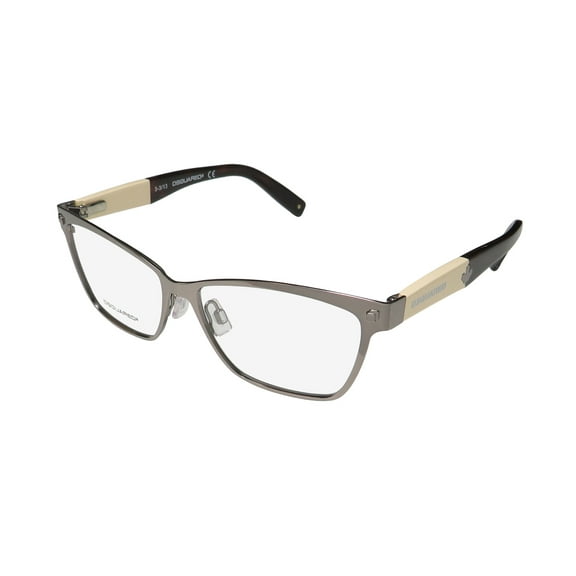 NEW DSQUARED2 DQ 5101 MENS OVERSIZED FULL-RIM SILVER / BROWN / BEIGE FRAME DEMO LENSES 54-14-135 FLEXIBLE HINGES EYEGLASSES/GLASSES