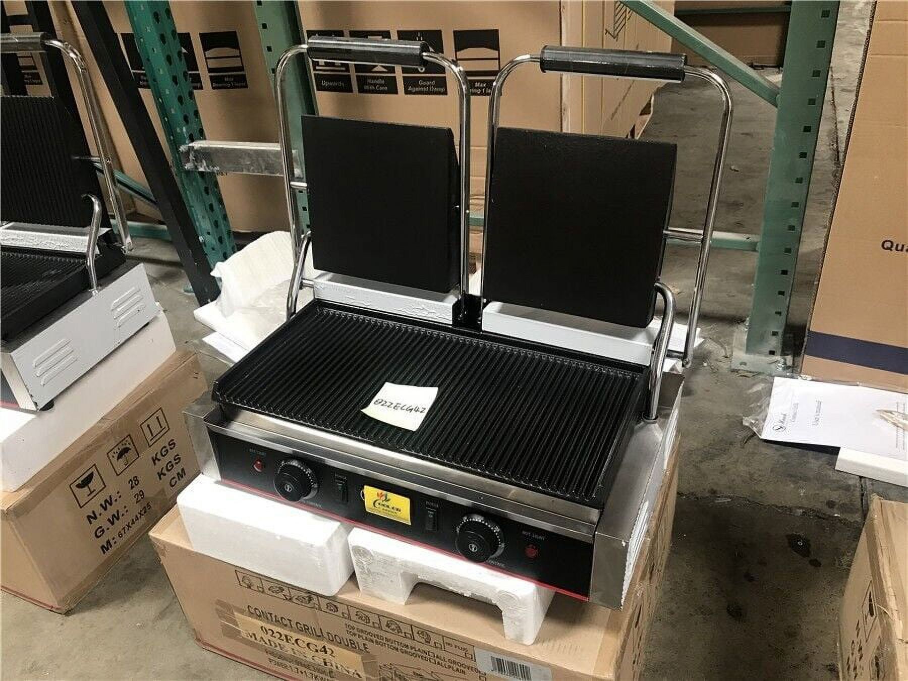 NEW Double Panini Sandwich Press Grill Flat Smooth and Groove Surface