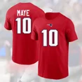 thumbnail image 1 of NEW! Drake Maye #10 New England Football Team 2025 Name & Number Gift For Fans T-shirt,Red Color,Size M, 1 of 5